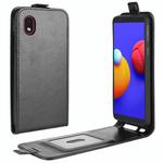 For Samsung Galaxy A01 Core / M01 Core R64 Texture Single Vertical Flip Leather Protective Case with Card Slots & Photo Frame(Black)