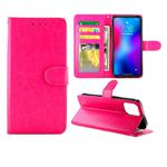 For iPhone 12 Pro Max Crazy Horse Texture Leather Horizontal Flip Protective Case with Holder & Card Slots & Wallet & Photo Frame(Magenta)