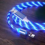 USB to Micro USB Magnetic Suction Colorful Streamer Mobile Phone Charging Cable, Length: 2m(Blue Light)