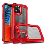 For iPhone 12 Pro Max Transparent Carbon Fiber Texture Rugged Full Body TPU+PC Scratch-Resistant Shockproof Case(Red)