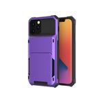 For iPhone 12 Pro Max Scratch-Resistant Shockproof Heavy Duty Rugged Armor Protective Case with Card Solt(Purple)