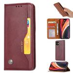 For iPhone 12 mini Knead Skin Texture Horizontal Flip Leather Case with Photo Frame & Holder & Card Slots & Wallet(Wine Red)
