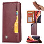 For iPhone 12 Pro Max Knead Skin Texture Horizontal Flip Leather Case with Photo Frame & Holder & Card Slots & Wallet(Wine Red)