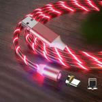 2 in 1 USB to 8 Pin + Type-c / USB-C Magnetic Absorption Colorful Streamer Mobile Phone Charging Cable, Length: 2m(Red Light)