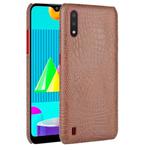 For Samsung Galaxy M01 Shockproof Crocodile Texture PC + PU Case(Brown)