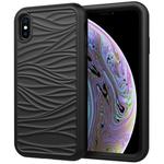 For iPhone XR Wave Pattern 3 in 1 Silicone+PC Shockproof Protective Case(Black)