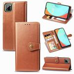 For OPPO Realme C11 Retro Solid Color Leather Buckle Phone Case with Lanyard & Photo Frame & Card Slot & Wallet & Stand Function(Brown)