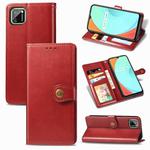 For OPPO Realme C11 Retro Solid Color Leather Buckle Phone Case with Lanyard & Photo Frame & Card Slot & Wallet & Stand Function(Red)