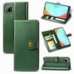 For OPPO Realme C11 Retro Solid Color Leather Buckle Phone Case with Lanyard & Photo Frame & Card Slot & Wallet & Stand Function(Green)