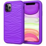 For iPhone 11 Wave Pattern 3 in 1 Silicone+PC Shockproof Protective Case(Purple)