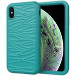 For iPhone X & XS Wave Pattern 3 in 1 Silicone+PC Shockproof Protective Case(Dark Sea Green)