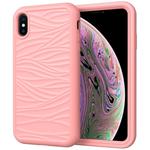 For iPhone X & XS Wave Pattern 3 in 1 Silicone+PC Shockproof Protective Case(Rose Gold)