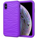 For iPhone X & XS Wave Pattern 3 in 1 Silicone+PC Shockproof Protective Case(Purple)