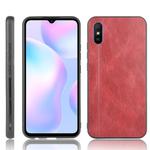 For Xiaomi Redmi 9A Shockproof Sewing Cow Pattern Skin PC + PU + TPU Case(Red)