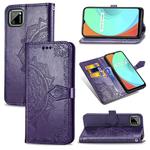 For OPPO Realme C11 Mandala Flower Embossed Horizontal Flip Leather Case with Bracket / Card Slot / Wallet / Lanyard(Purple)