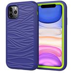 For iPhone 11 Pro Max Wave Pattern 3 in 1 Silicone+PC Shockproof Protective Case(Navy+Olivine)