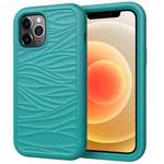 For iPhone 12 mini Wave Pattern 3 in 1 Silicone+PC Shockproof Protective Case(Dark Sea Green)