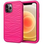 For iPhone 12 mini Wave Pattern 3 in 1 Silicone+PC Shockproof Protective Case(Hot Pink)