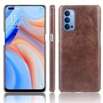 For Oppo Reno4 Shockproof Litchi Texture PC + PU Case(Brown)