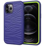 For iPhone 12 / 12 Pro Wave Pattern 3 in 1 Silicone+PC Shockproof Protective Case(Navy+Olivine)