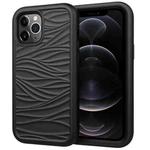For iPhone 12 / 12 Pro Wave Pattern 3 in 1 Silicone+PC Shockproof Protective Case(Black)