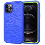 For iPhone 12 / 12 Pro Wave Pattern 3 in 1 Silicone+PC Shockproof Protective Case(Blue+Olivine)