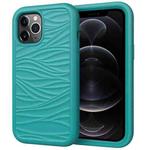 For iPhone 12 / 12 Pro Wave Pattern 3 in 1 Silicone+PC Shockproof Protective Case(Dark Sea Green)