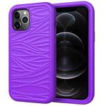 For iPhone 12 / 12 Pro Wave Pattern 3 in 1 Silicone+PC Shockproof Protective Case(Purple)
