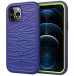 For iPhone 12 Pro Max Wave Pattern 3 in 1 Silicone+PC Shockproof Protective Case(Navy+Olivine)