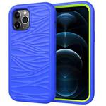 For iPhone 12 Pro Max Wave Pattern 3 in 1 Silicone+PC Shockproof Protective Case(Blue+Olivine)