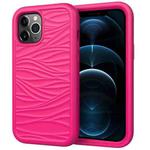 For iPhone 12 Pro Max Wave Pattern 3 in 1 Silicone+PC Shockproof Protective Case(Hot Pink)