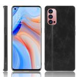 For Oppo Reno4 Pro Shockproof Sewing Cow Pattern Skin PC + PU + TPU Case(Black)