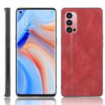 For Oppo Reno4 Pro Shockproof Sewing Cow Pattern Skin PC + PU + TPU Case(Red)