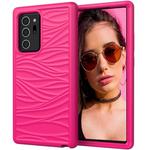 For Samsung Galaxy Note20 Wave Pattern 3 in 1 Silicone+PC Shockproof Protective Case(Hot Pink)