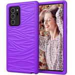 For Samsung Galaxy Note20 Wave Pattern 3 in 1 Silicone+PC Shockproof Protective Case(Purple)