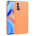 For OPPO Reno4 Pro Shockproof Crocodile Texture PC + PU Case(Orange)