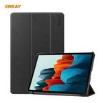 ENKAY ENK-8010 PU Leather + Plastic Smart Case with Three-folding Holder for Samsung Galaxy Tab S8 / Galaxy Tab S7 11.0 T870 / T875(Black)