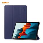 ENKAY ENK-8010 PU Leather + Plastic Smart Case with Three-folding Holder for Samsung Galaxy Tab S8 / Galaxy Tab S7 11.0 T870 / T875(Dark Blue)