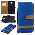 Color Matching Denim Texture Leather Case for Galaxy J6+ & J6 Prime, with Holder & Card Slots & Wallet & Lanyard(Royal blue)