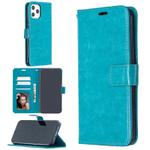 For iPhone 12 Pro Max Crazy Horse Texture Horizontal Flip Leather Case with Holder & Card Slots & Wallet & Photo Frame(Blue)