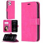 For iPhone 12 / 12 Pro Crazy Horse Texture Horizontal Flip Leather Case with Holder & Card Slots & Wallet & Photo Frame(Rose Red)
