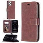 For iPhone 12 / 12 Pro Crazy Horse Texture Horizontal Flip Leather Case with Holder & Card Slots & Wallet & Photo Frame(Brown)