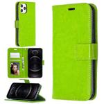 For iPhone 12 / 12 Pro Crazy Horse Texture Horizontal Flip Leather Case with Holder & Card Slots & Wallet & Photo Frame(Green)
