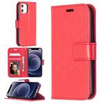 For iPhone 12 mini Crazy Horse Texture Horizontal Flip Leather Case with Holder & Card Slots & Wallet & Photo Frame(Red)