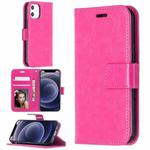 For iPhone 12 mini Crazy Horse Texture Horizontal Flip Leather Case with Holder & Card Slots & Wallet & Photo Frame(Rose Red)