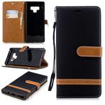 Color Matching Denim Texture Leather Case for Galaxy  Note 9 , with Holder & Card Slots & Wallet & Lanyard(Black)