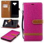 Color Matching Denim Texture Leather Case for Galaxy  Note 9 , with Holder & Card Slots & Wallet & Lanyard(Rose Red)
