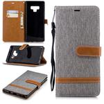 Color Matching Denim Texture Leather Case for Galaxy  Note 9 , with Holder & Card Slots & Wallet & Lanyard(Gray)