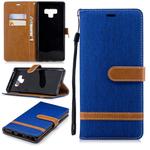 Color Matching Denim Texture Leather Case for Galaxy  Note 9 , with Holder & Card Slots & Wallet & Lanyard(Royal Blue)