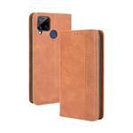 For OPPO Realme C15 Magnetic Buckle Retro Crazy Horse Texture Horizontal Flip Leather Case with Holder & Card Slots & Photo Frame(Brown)